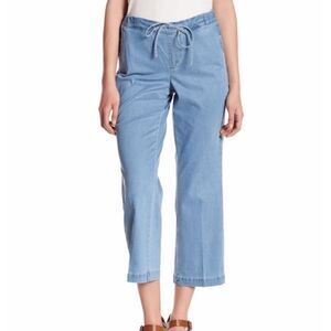 NYDY Jamie Chambray Relaxed Ankle Pants Drawstring Elastic Waist Size 2